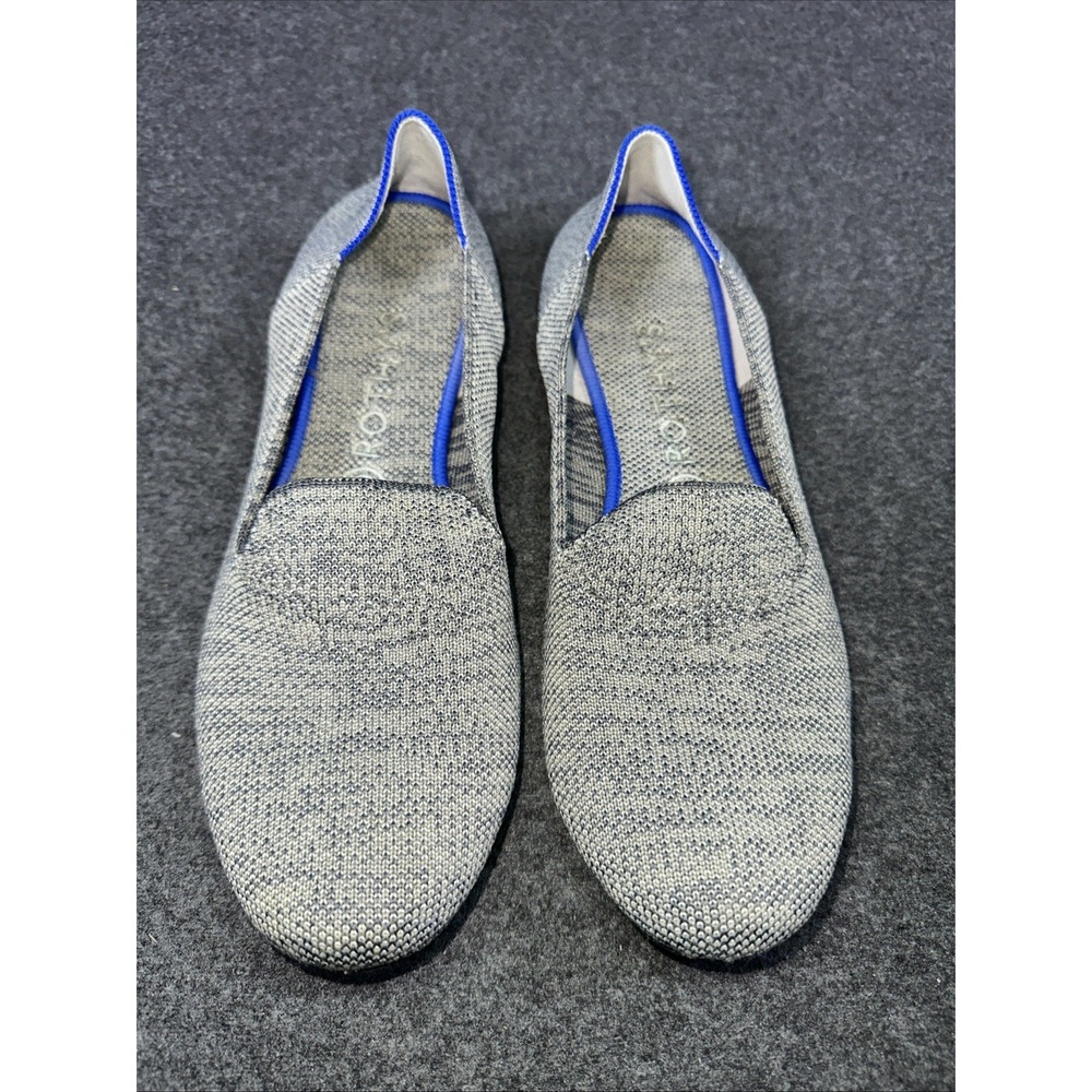 Rothy's The Loafer Gray Heather w/ Blue Trim Size 10 Womens Shoes